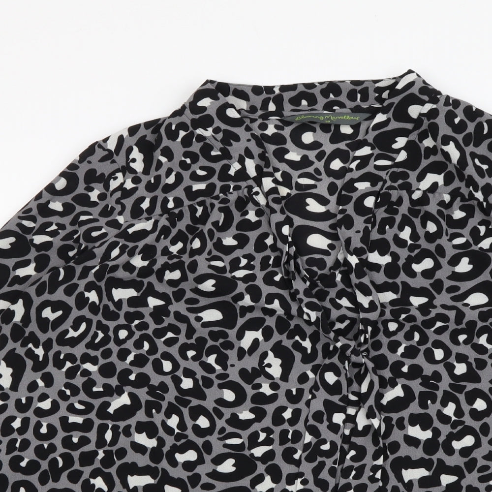 Blooming Marvellous Womens Grey Animal Print Polyester Basic Blouse Size 10 V-Neck - Leopard Pattern