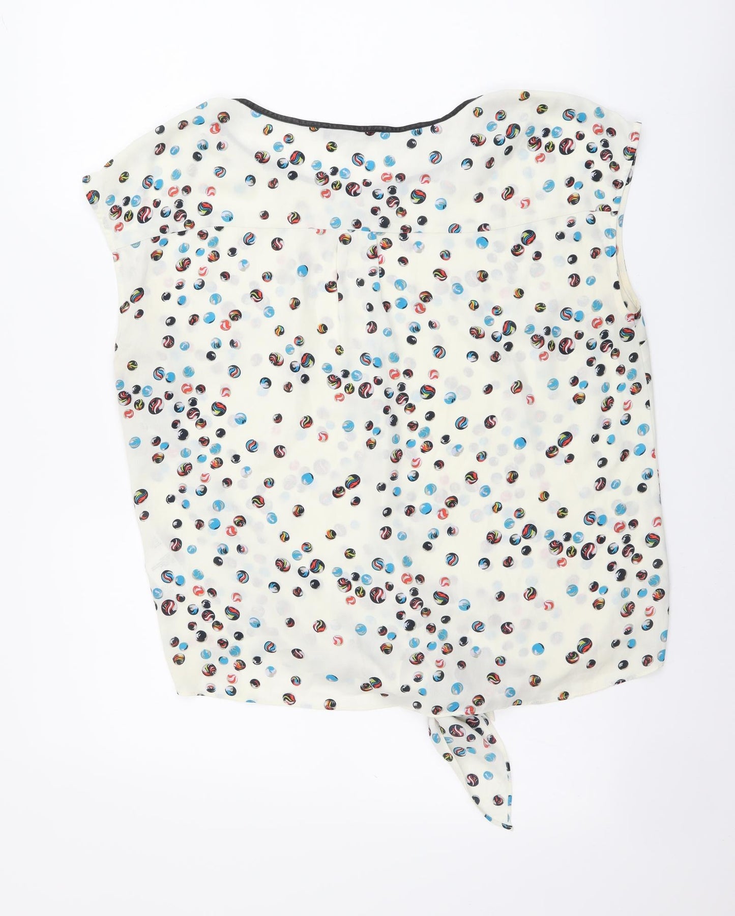 Oasis Womens Beige Geometric Polyester Basic Blouse Size 16 Round Neck - Knot Front