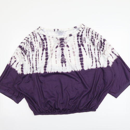 NB Avenue Womens Purple Polyester Basic Blouse Size XL Boat Neck