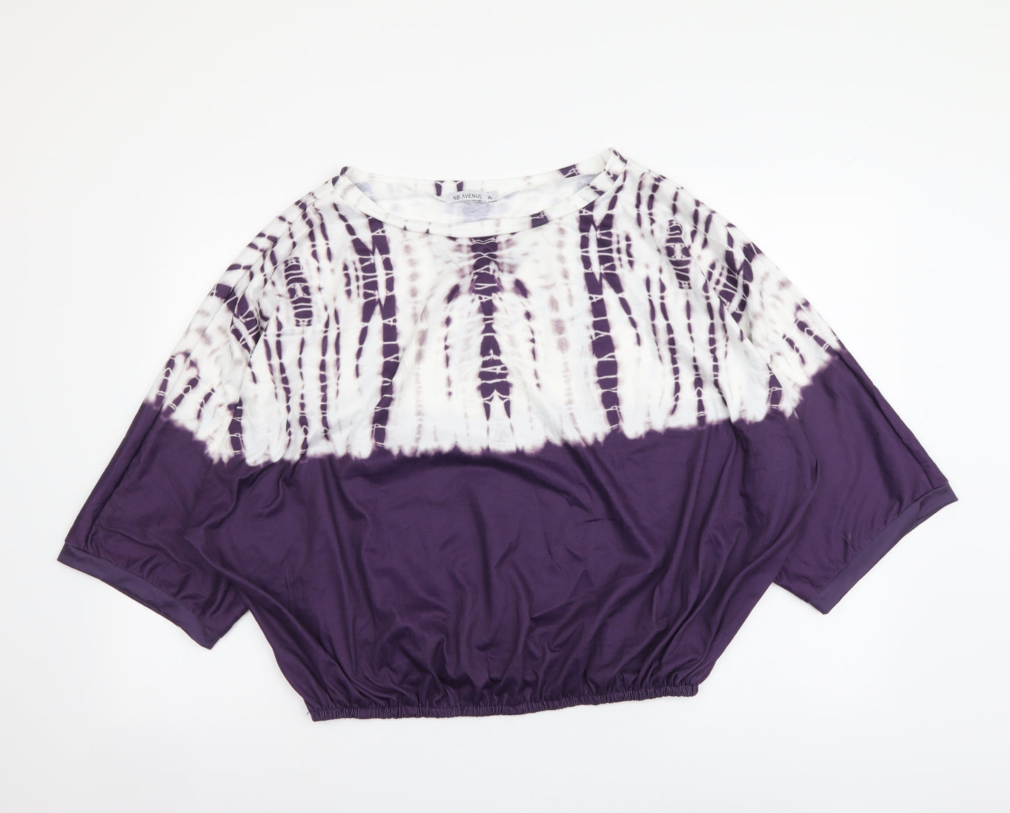 NB Avenue Womens Purple Polyester Basic Blouse Size XL Boat Neck