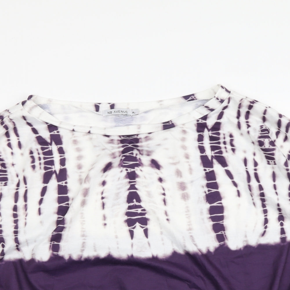 NB Avenue Womens Purple Polyester Basic Blouse Size XL Boat Neck