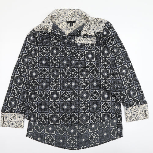 NEXT Womens Multicoloured Geometric Polyester Basic Button-Up Size 10 Collared
