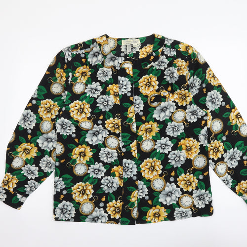 Collection Womens Multicoloured Floral Polyester Basic Button-Up Size 10 V-Neck