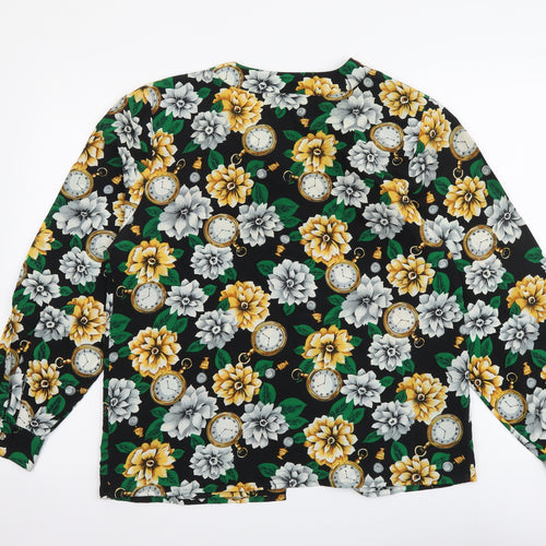 Collection Womens Multicoloured Floral Polyester Basic Button-Up Size 10 V-Neck