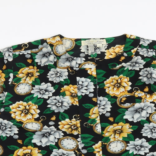 Collection Womens Multicoloured Floral Polyester Basic Button-Up Size 10 V-Neck