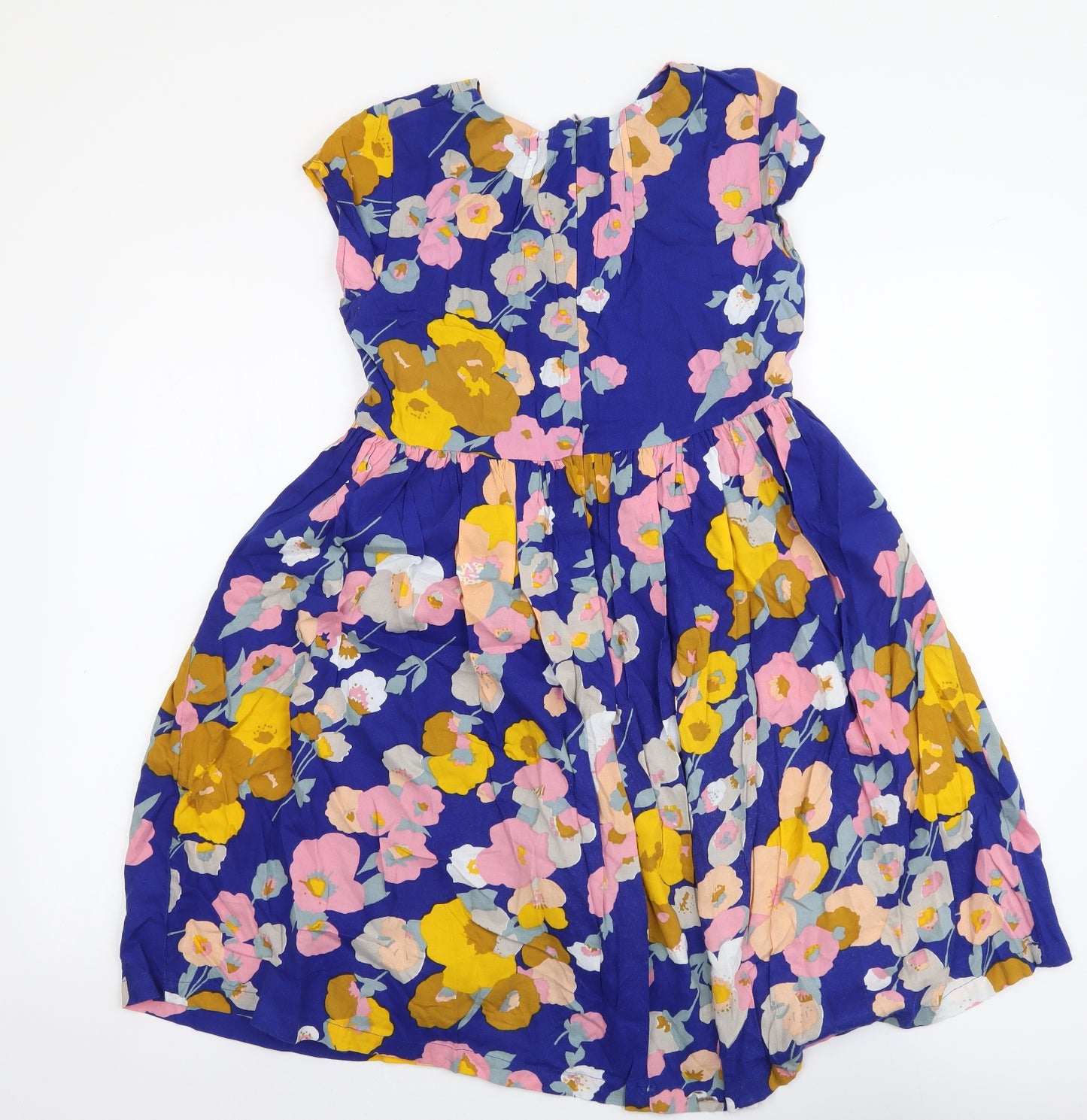 John Lewis Girls Blue Floral Cotton A-Line Size 12 Years Boat Neck Pullover