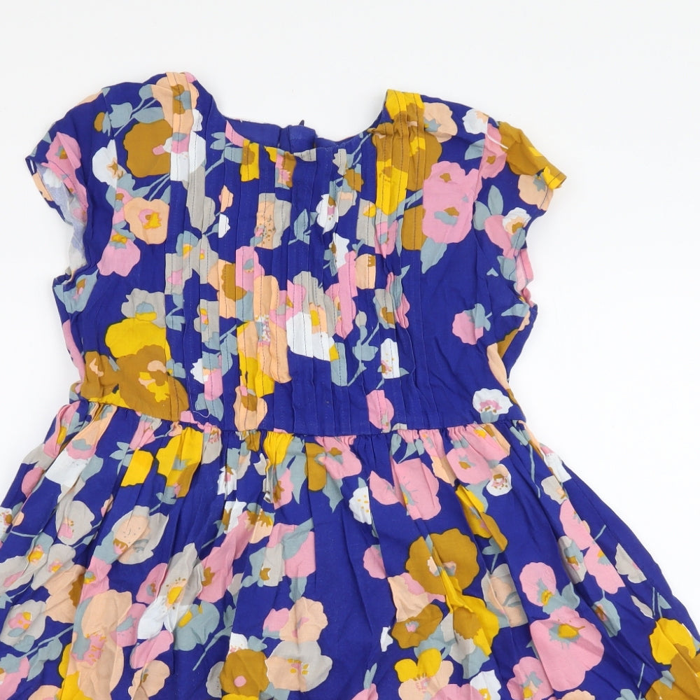 John Lewis Girls Blue Floral Cotton A-Line Size 12 Years Boat Neck Pullover