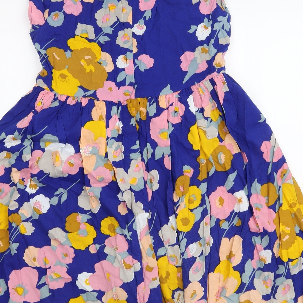 John Lewis Girls Blue Floral Cotton A-Line Size 12 Years Boat Neck Pullover