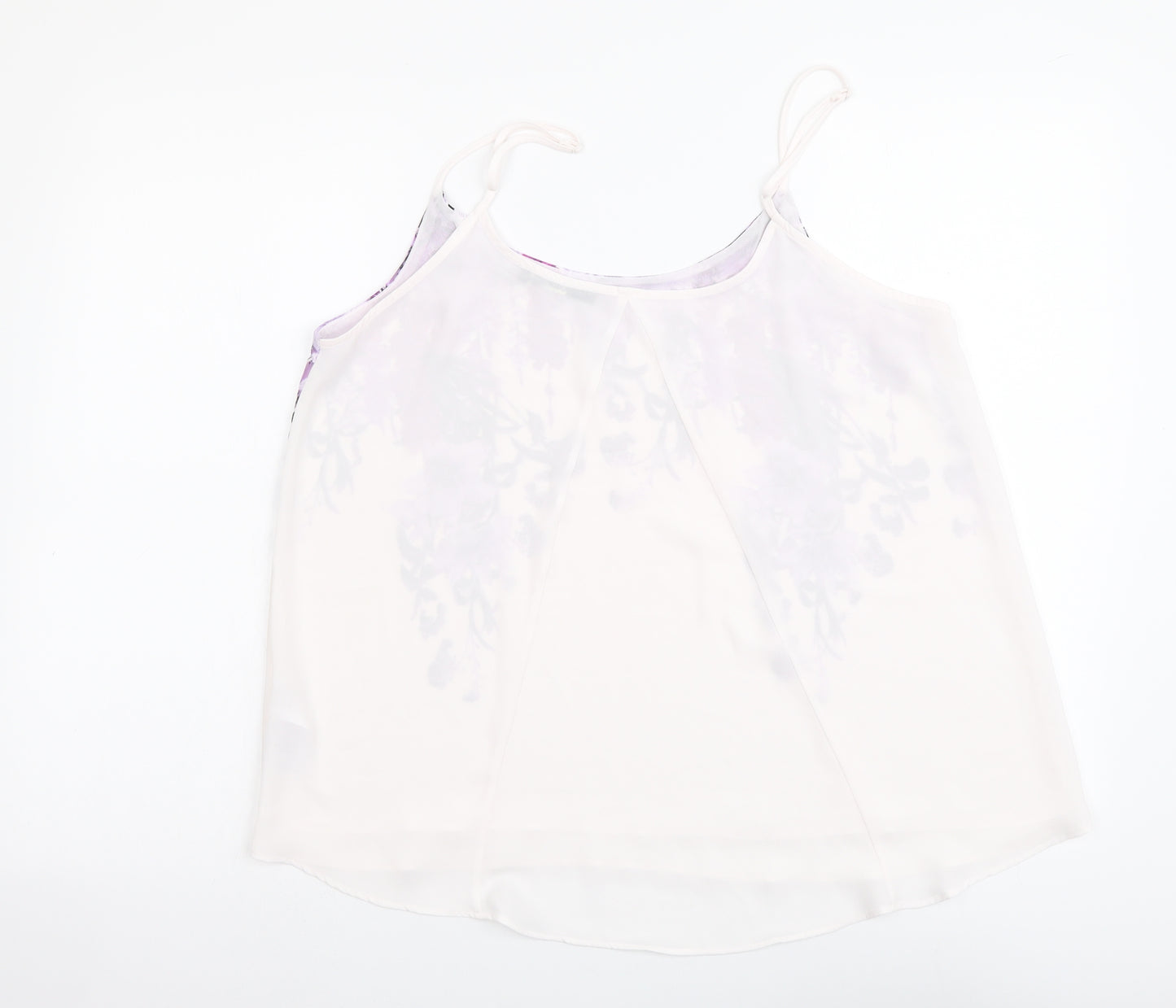 Oasis Womens White Floral Polyester Camisole Tank Size 16 Round Neck