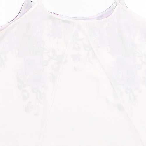 Oasis Womens White Floral Polyester Camisole Tank Size 16 Round Neck