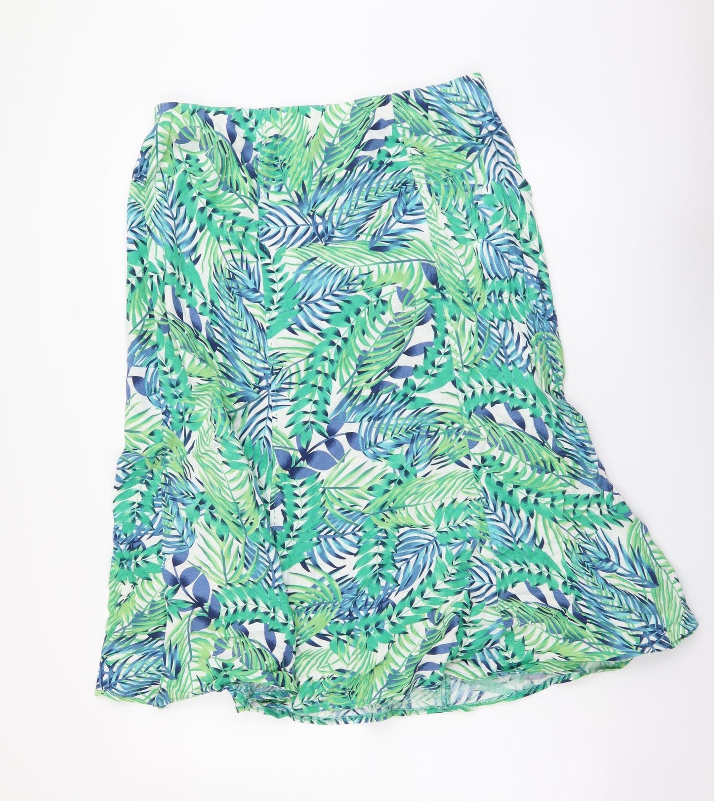 Isle Womens Green Floral Cotton A-Line Skirt Size 20