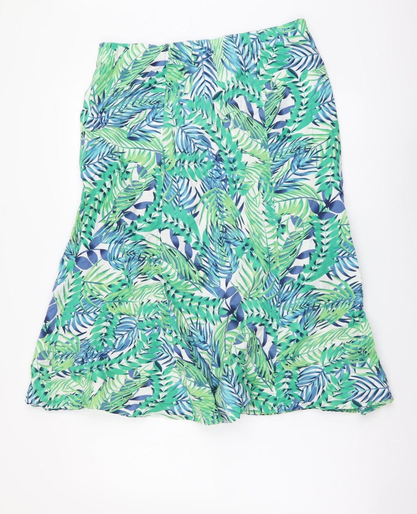 Isle Womens Green Floral Cotton A-Line Skirt Size 20