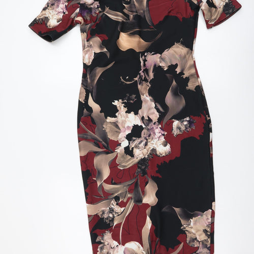 NEXT Womens Multicoloured Floral Polyester Bodycon Size 10 Off the Shoulder Pullover