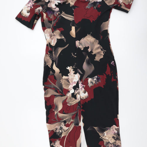NEXT Womens Multicoloured Floral Polyester Bodycon Size 10 Off the Shoulder Pullover