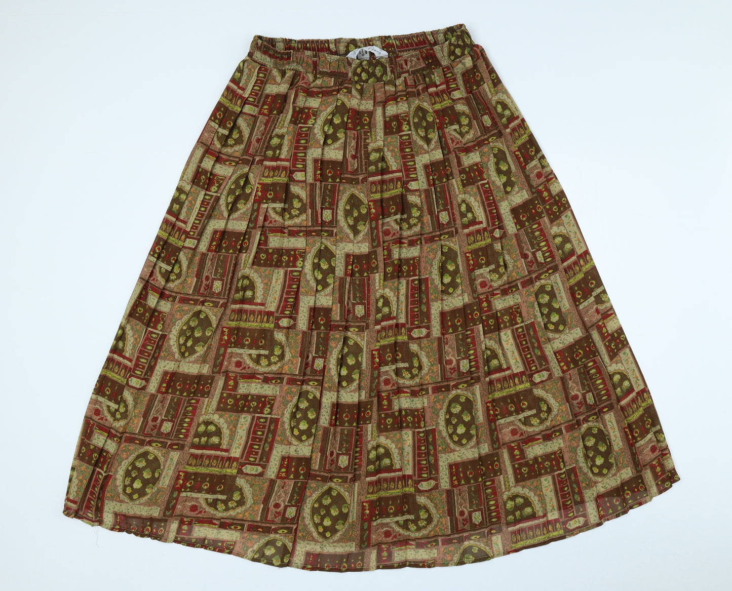 Katy Baker Womens Green Geometric Polyester Flare Skirt Size 18
