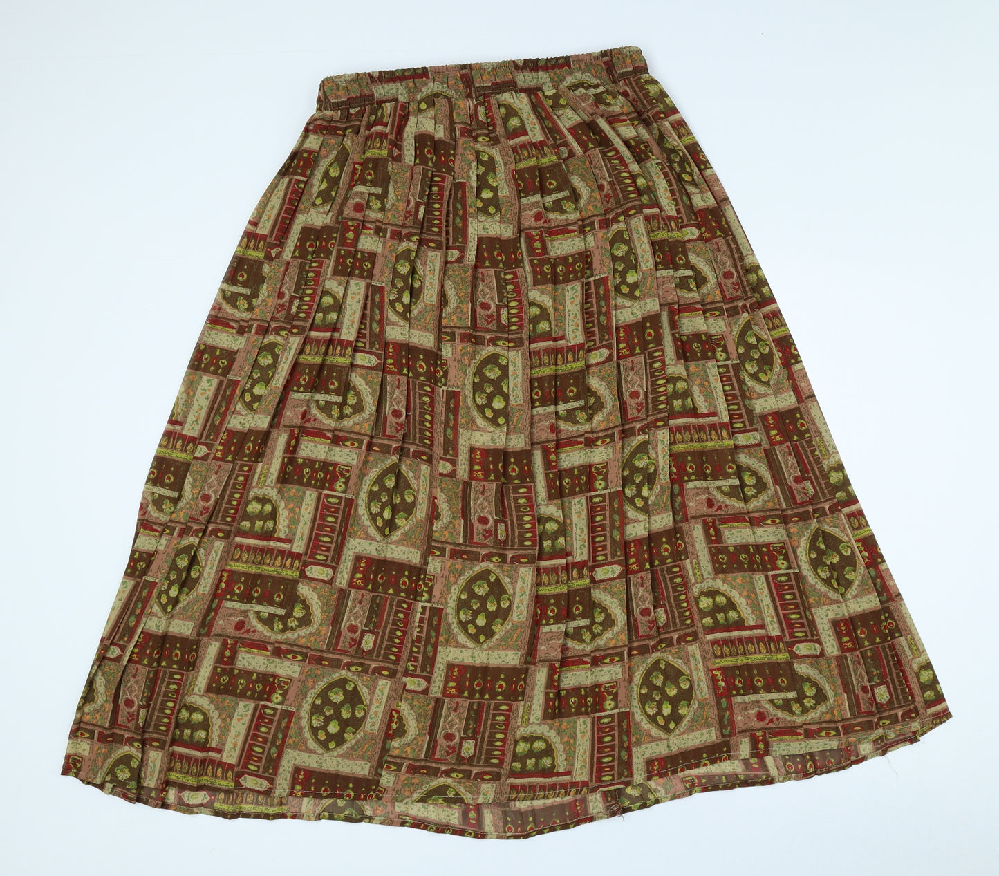 Katy Baker Womens Green Geometric Polyester Flare Skirt Size 18