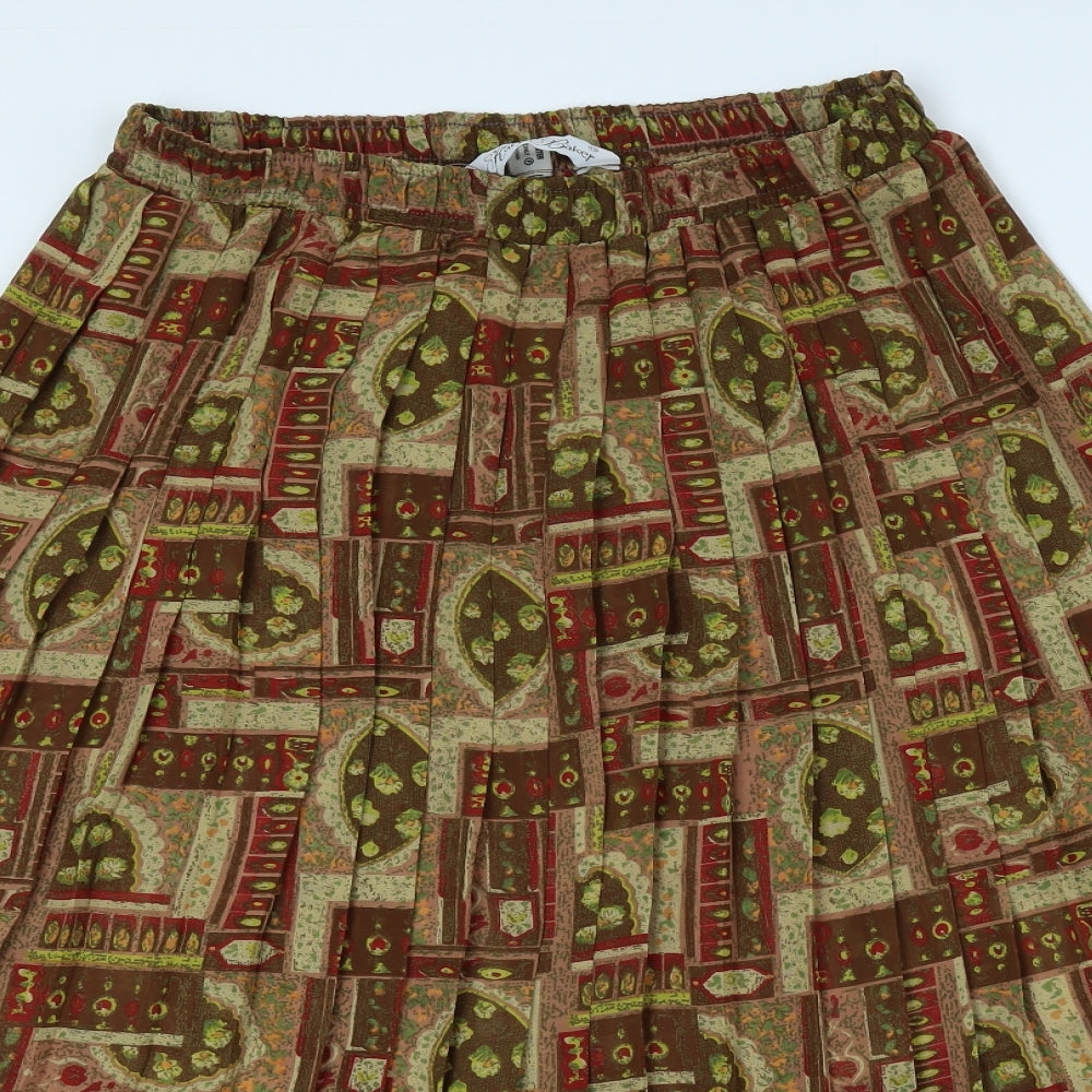 Katy Baker Womens Green Geometric Polyester Flare Skirt Size 18