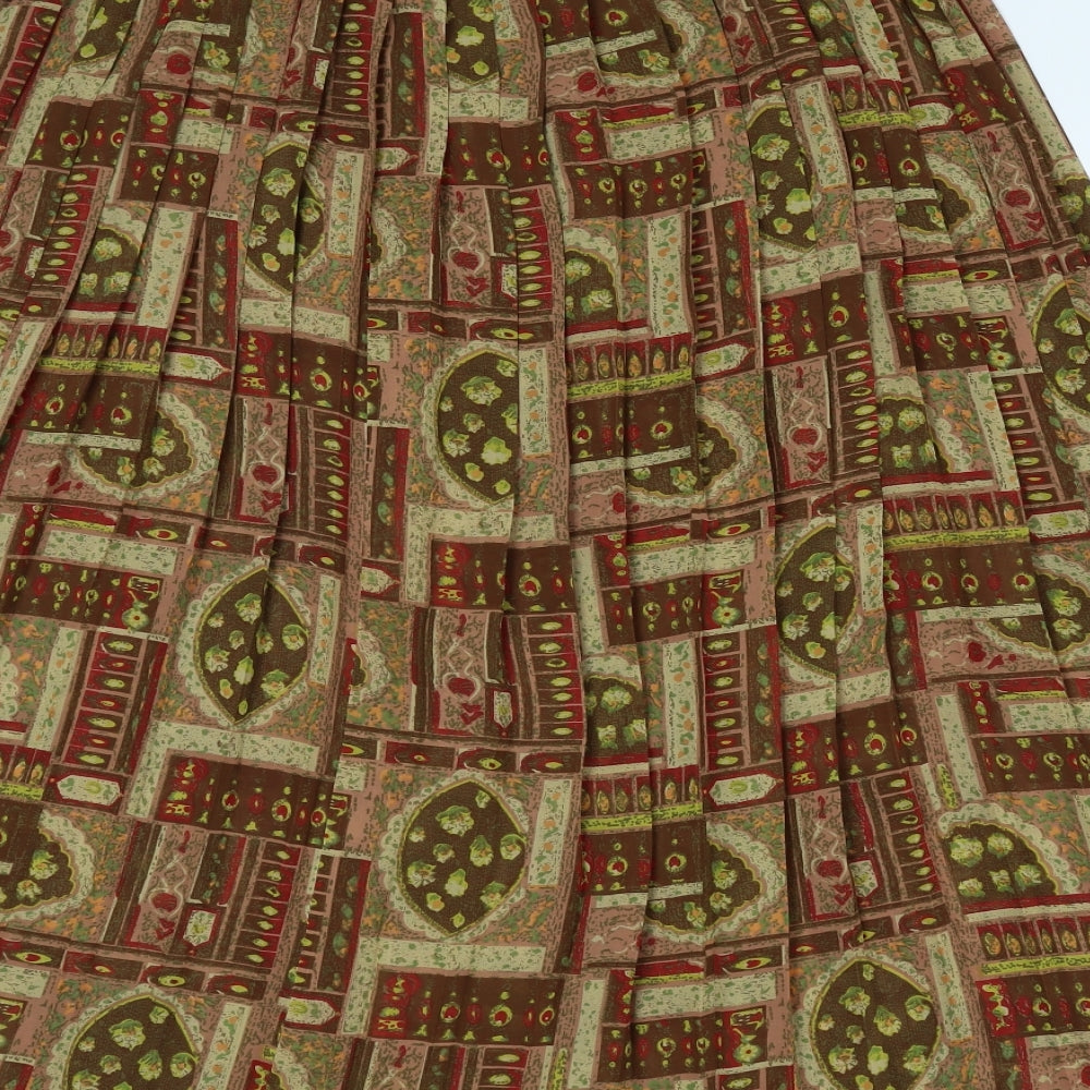 Katy Baker Womens Green Geometric Polyester Flare Skirt Size 18