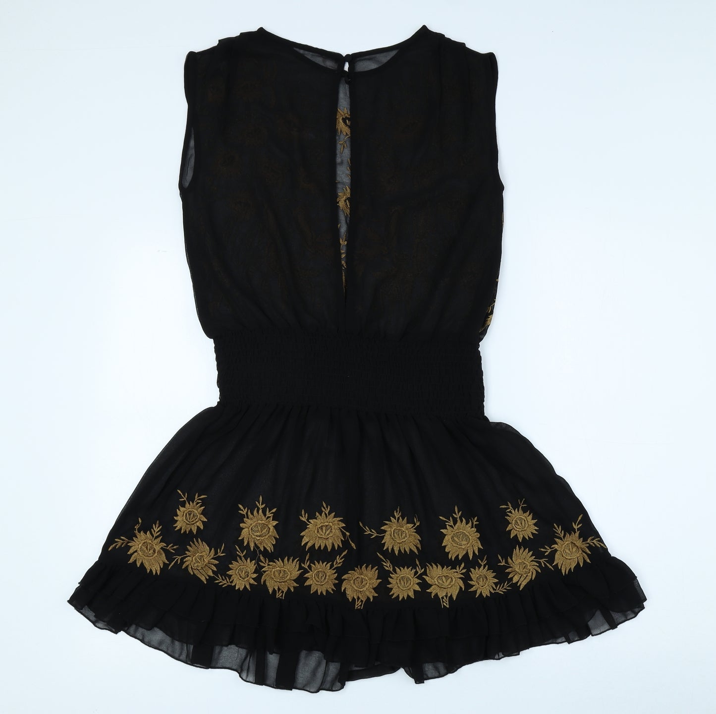 Free People Womens Black Polyester A-Line Size XS Boat Neck Button