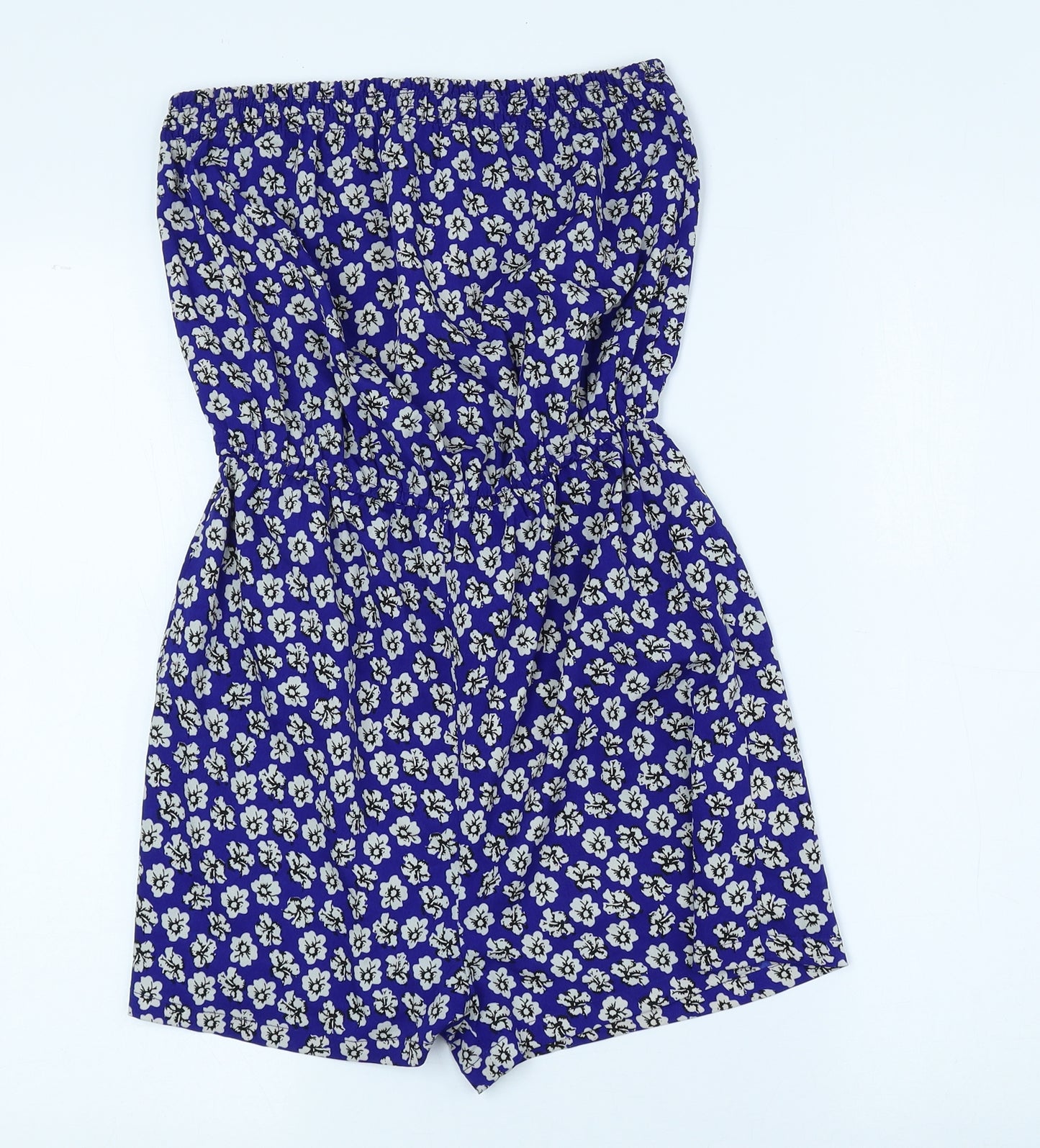 Atmosphere Womens Blue Floral Polyester Playsuit One-Piece Size 8 Pullover - Strapless