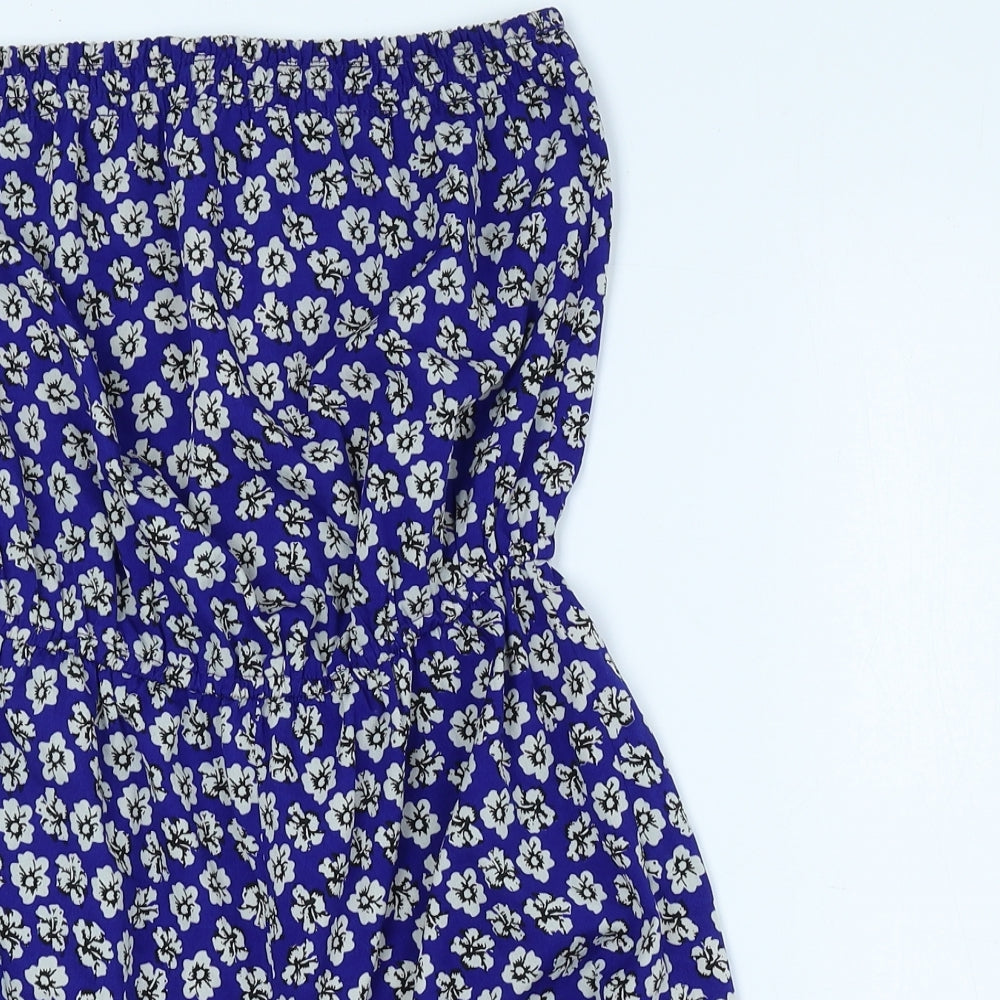 Atmosphere Womens Blue Floral Polyester Playsuit One-Piece Size 8 Pullover - Strapless
