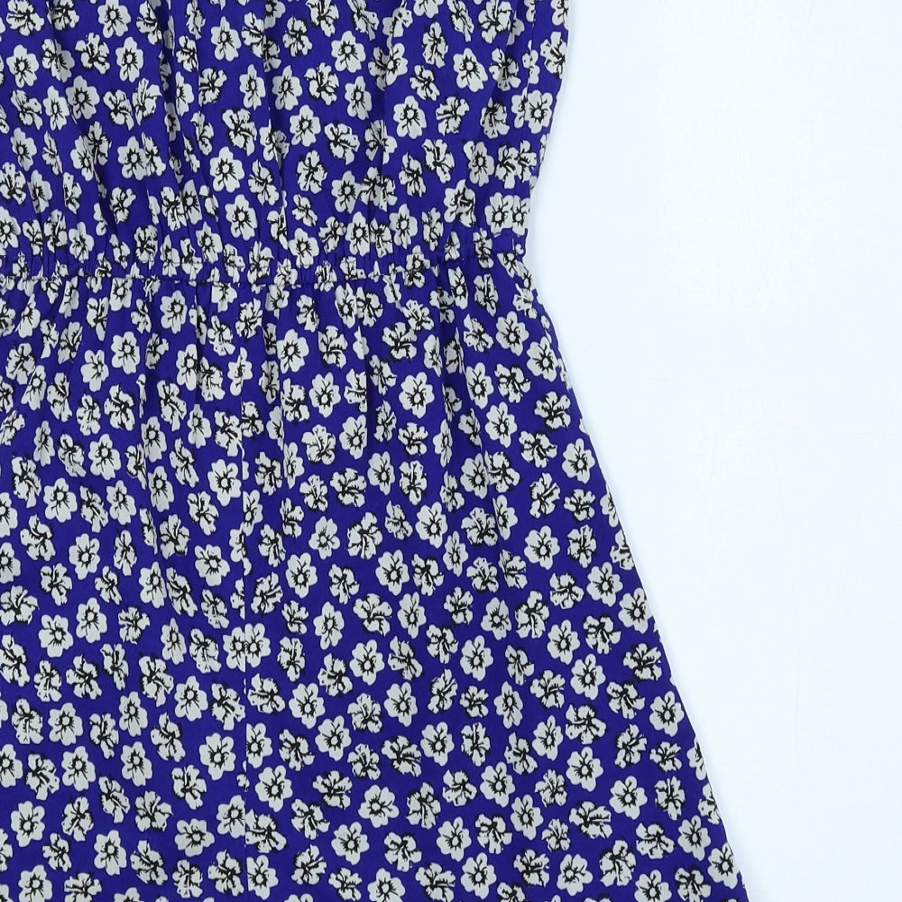 Atmosphere Womens Blue Floral Polyester Playsuit One-Piece Size 8 Pullover - Strapless