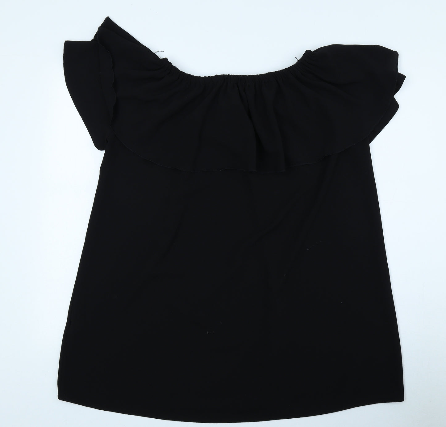 Queenie London Womens Black Polyester Basic Blouse Size M Off the Shoulder - Size M-L