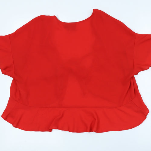 ASOS Womens Red Polyester Basic Blouse Size 8 V-Neck