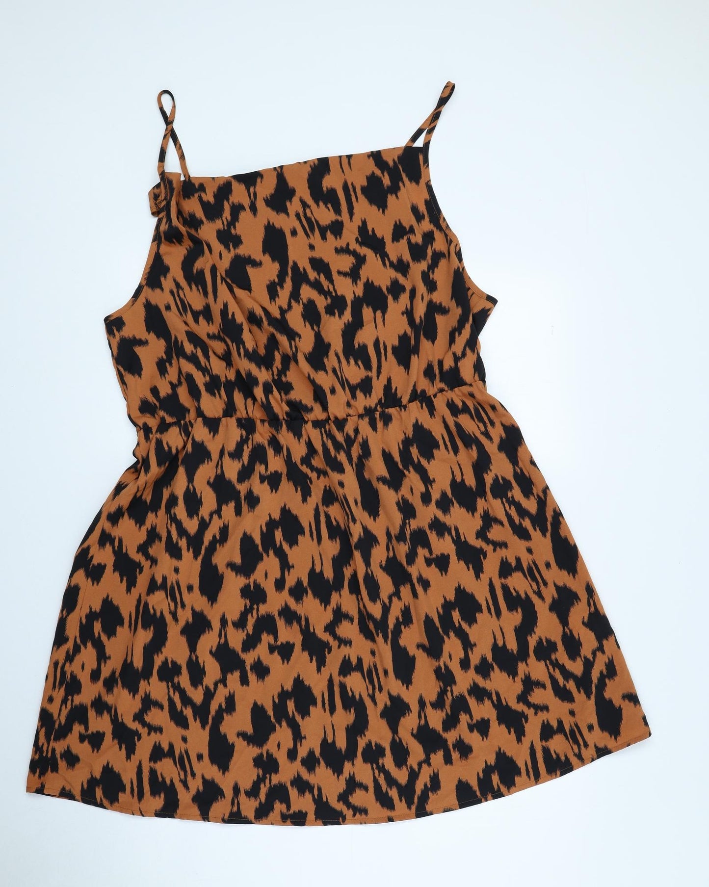 SheIn Womens Orange Animal Print Polyester A-Line Size 2XL Crew Neck Pullover