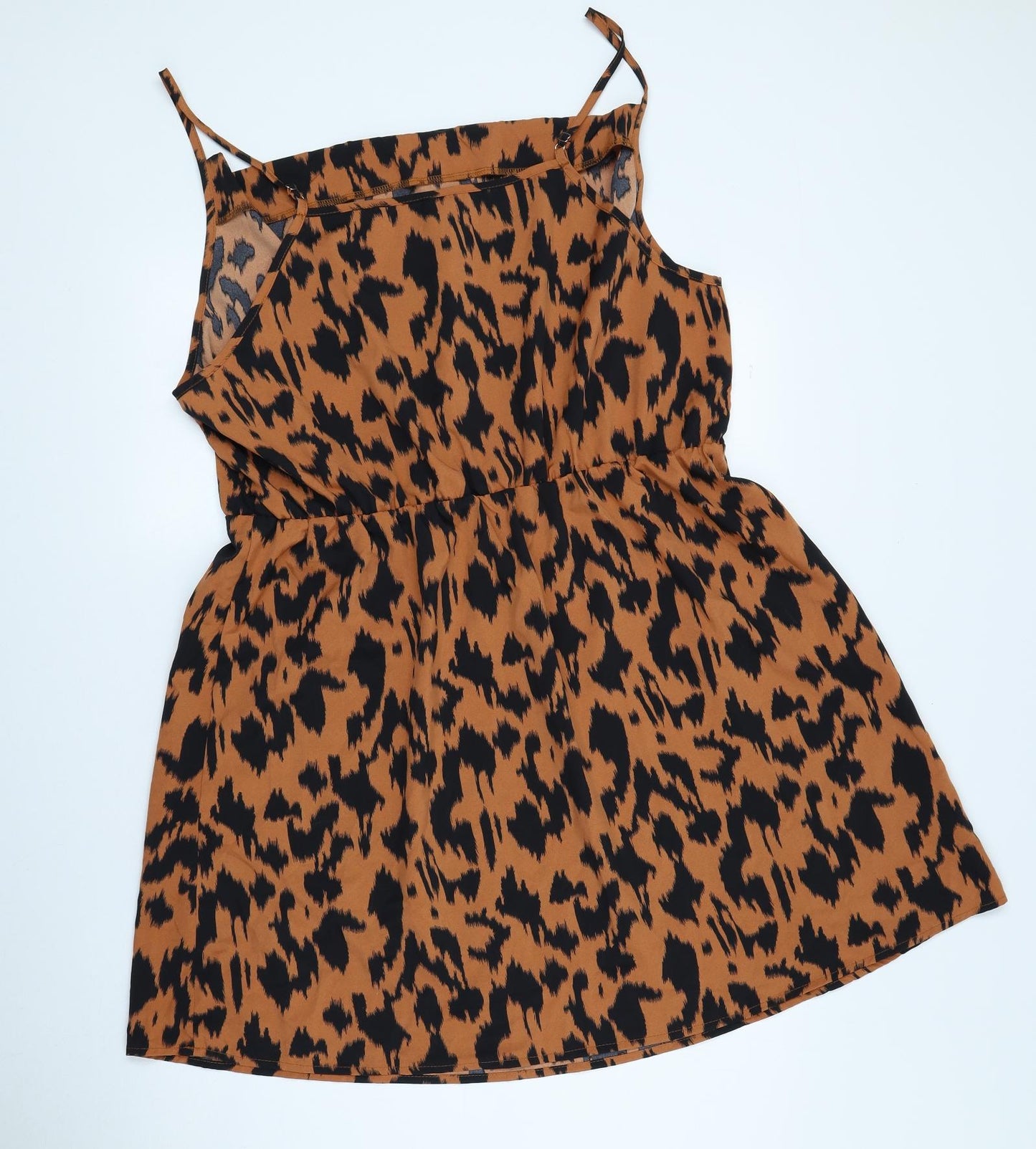 SheIn Womens Orange Animal Print Polyester A-Line Size 2XL Crew Neck Pullover