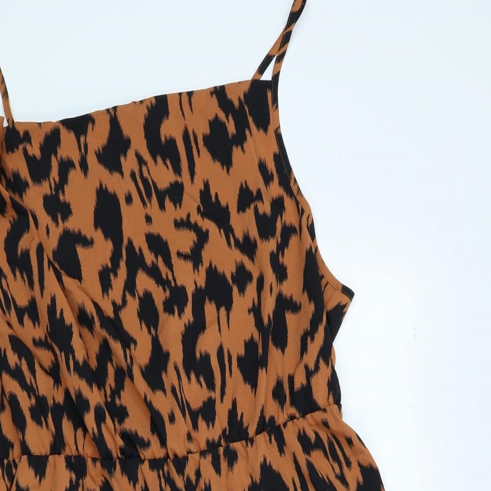 SheIn Womens Orange Animal Print Polyester A-Line Size 2XL Crew Neck Pullover