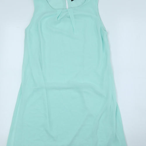 Atmosphere Womens Blue Polyester Shift Size 8 Round Neck Button