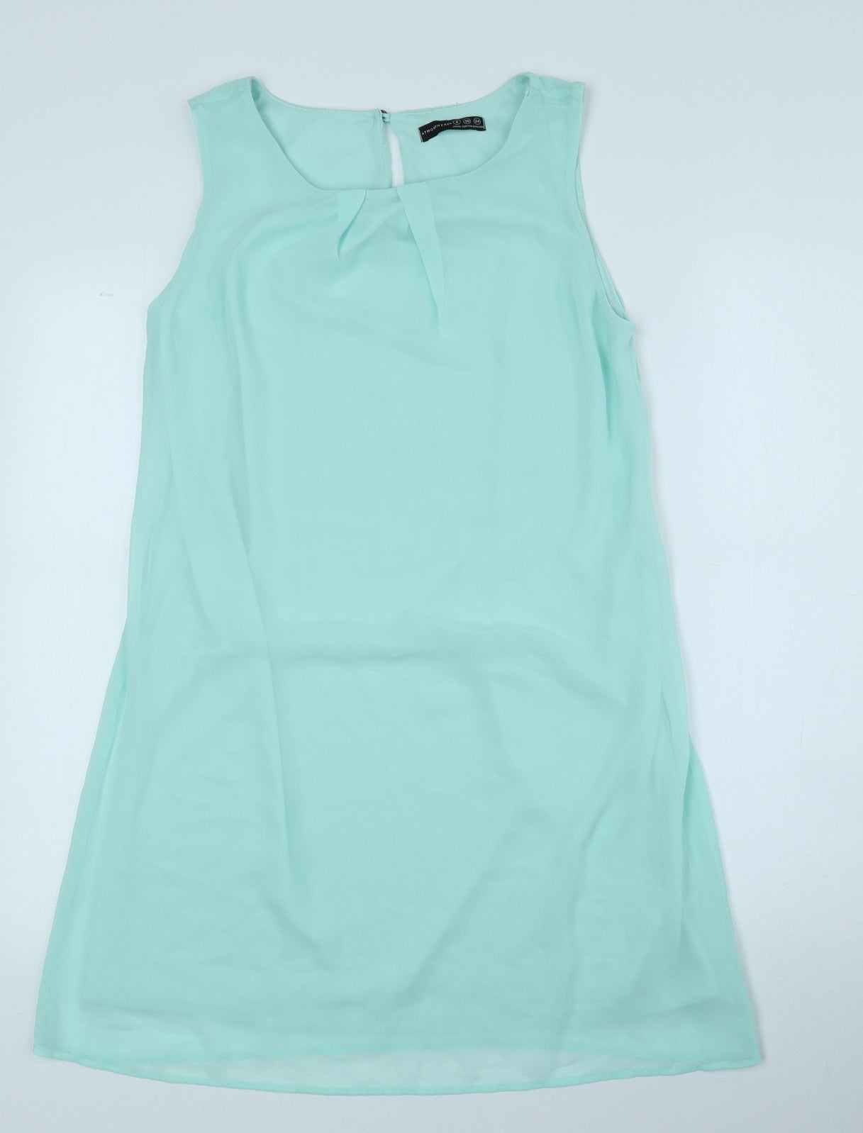 Atmosphere Womens Blue Polyester Shift Size 8 Round Neck Button