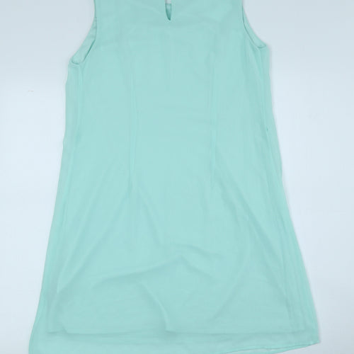 Atmosphere Womens Blue Polyester Shift Size 8 Round Neck Button