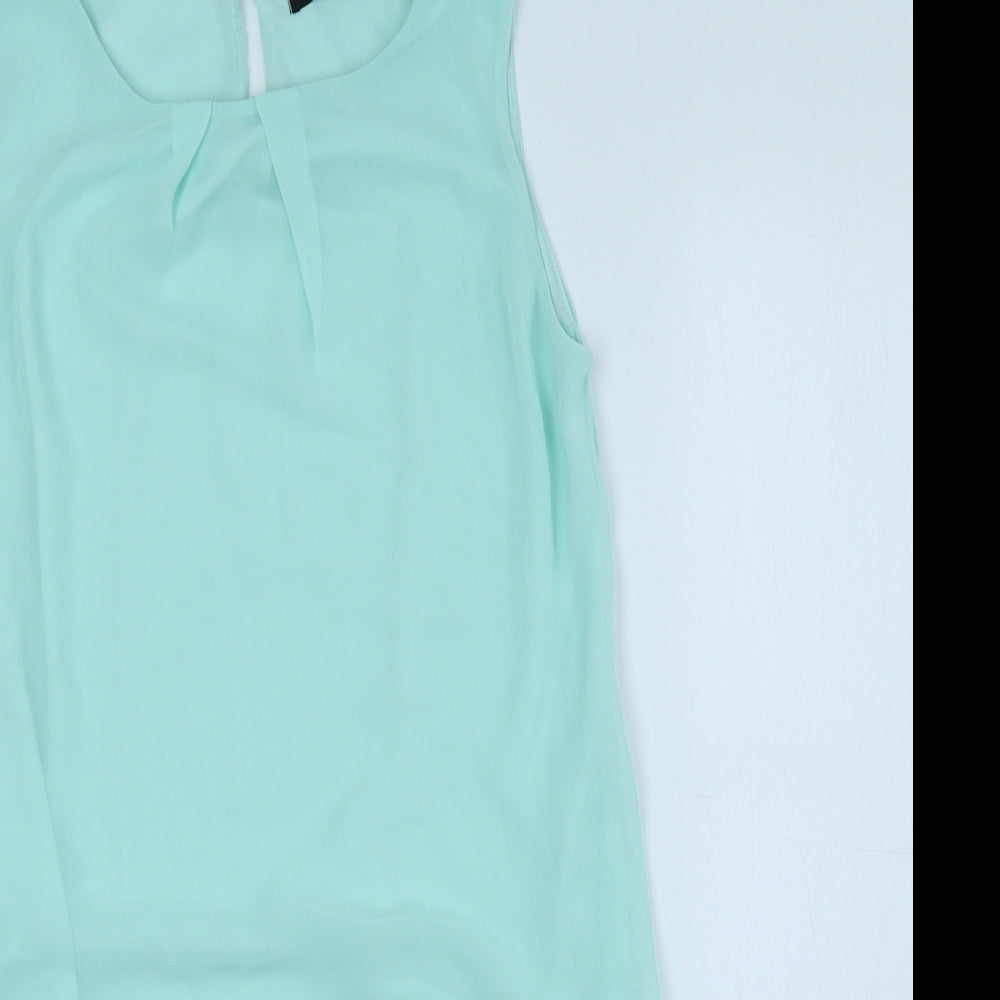 Atmosphere Womens Blue Polyester Shift Size 8 Round Neck Button