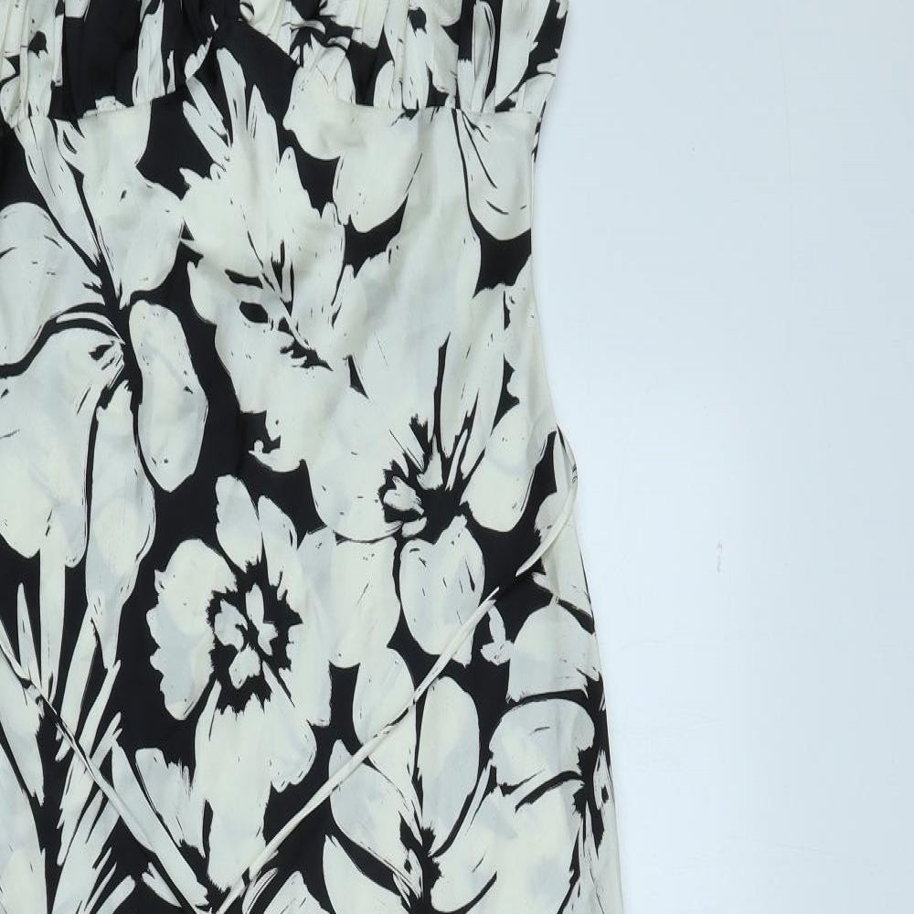 Zara Womens White Floral Polyester Maxi Size S Cowl Neck Pullover