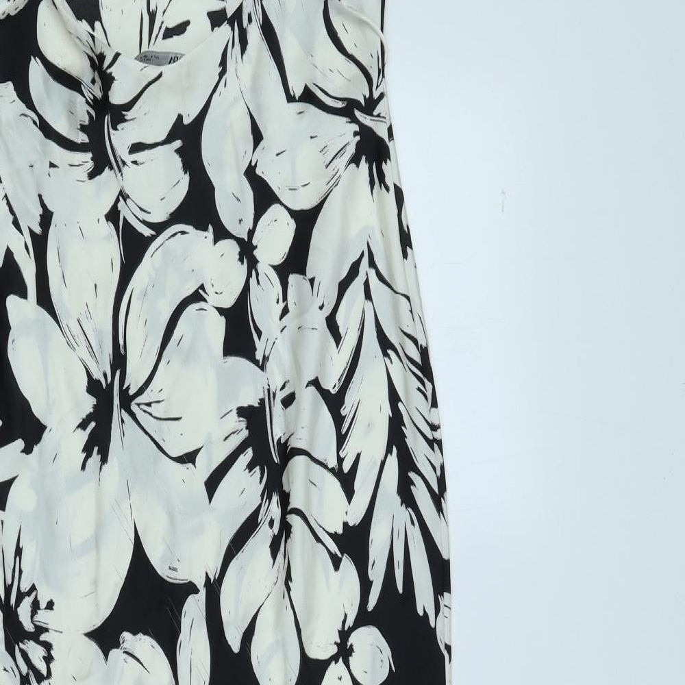 Zara Womens White Floral Polyester Maxi Size S Cowl Neck Pullover