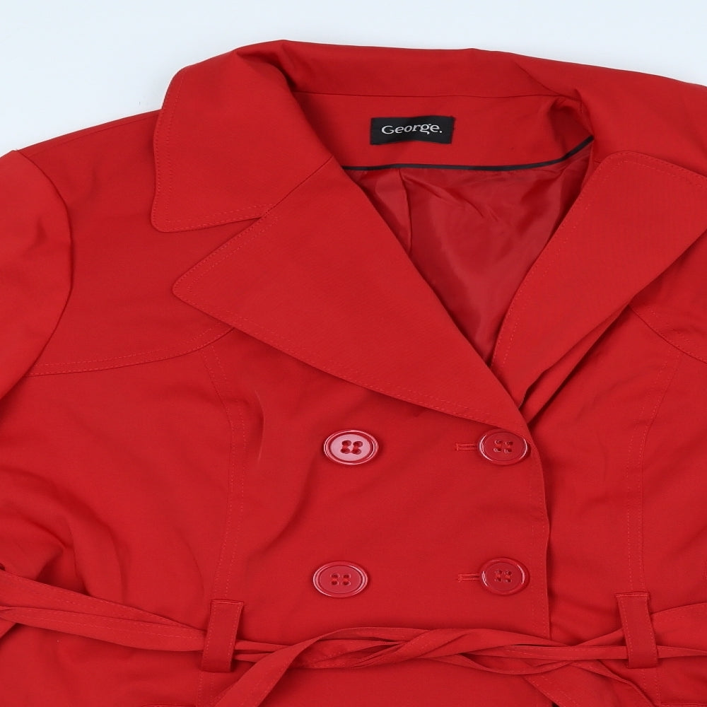 George Womens Red Rain Coat Coat Size 20 Button