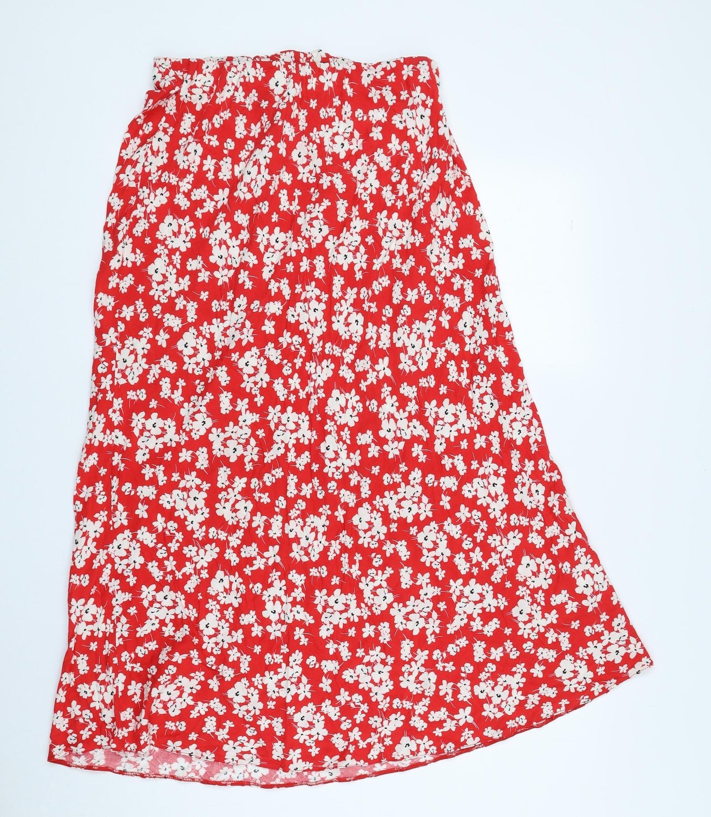 New Look Womens Red Floral Viscose A-Line Skirt Size 12