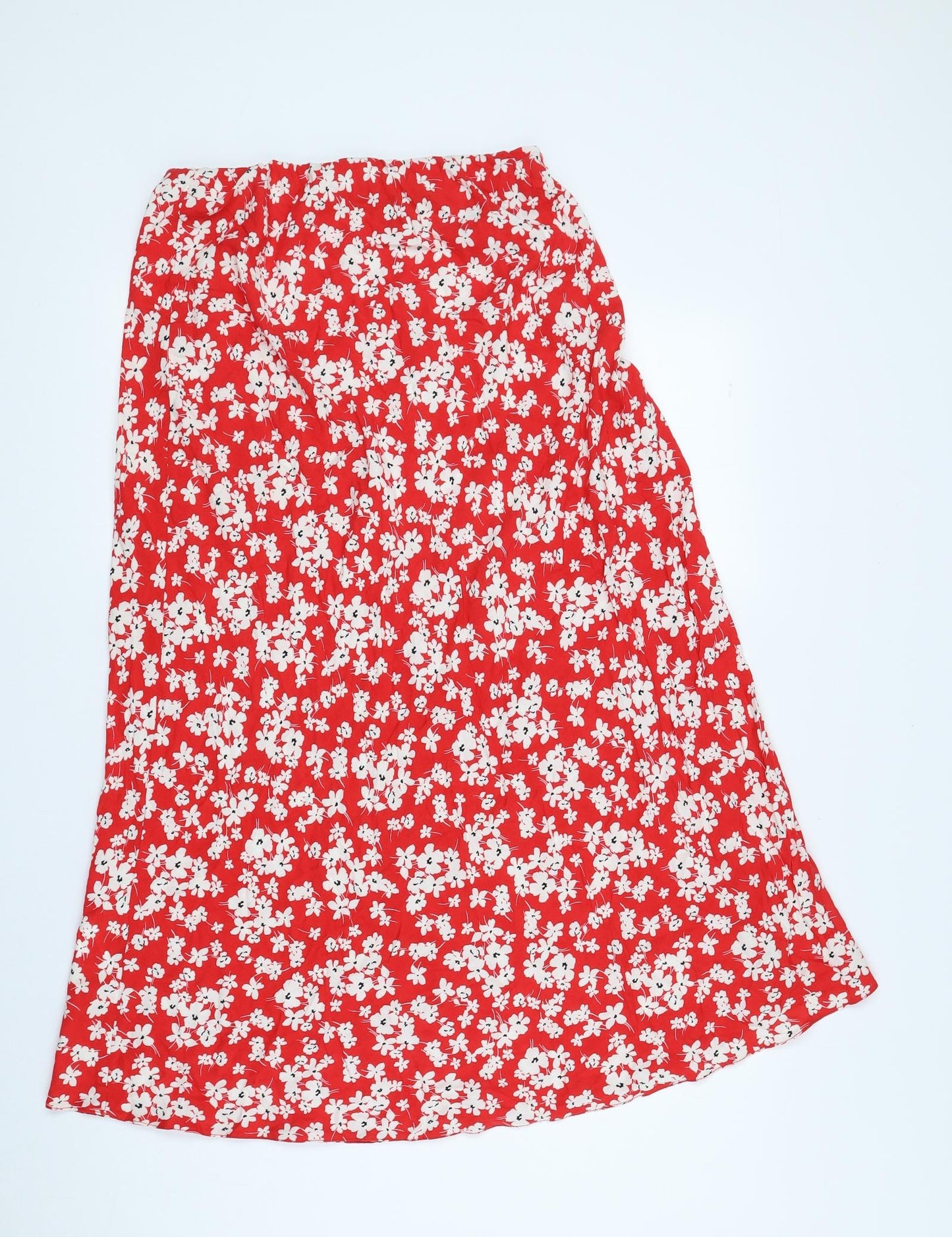 New Look Womens Red Floral Viscose A-Line Skirt Size 12