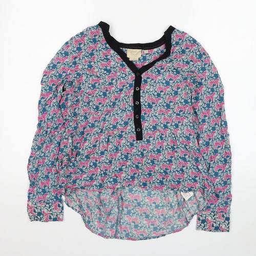 Vanessa Virginia Womens Multicoloured Floral Viscose Basic T-Shirt Size 14 V-Neck - Asymmetric Tigers