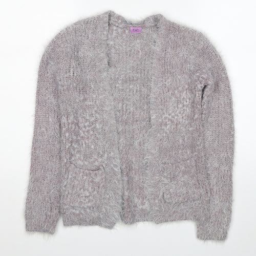 F&F Girls Pink V-Neck Acrylic Cardigan Jumper Size 11-12 Years