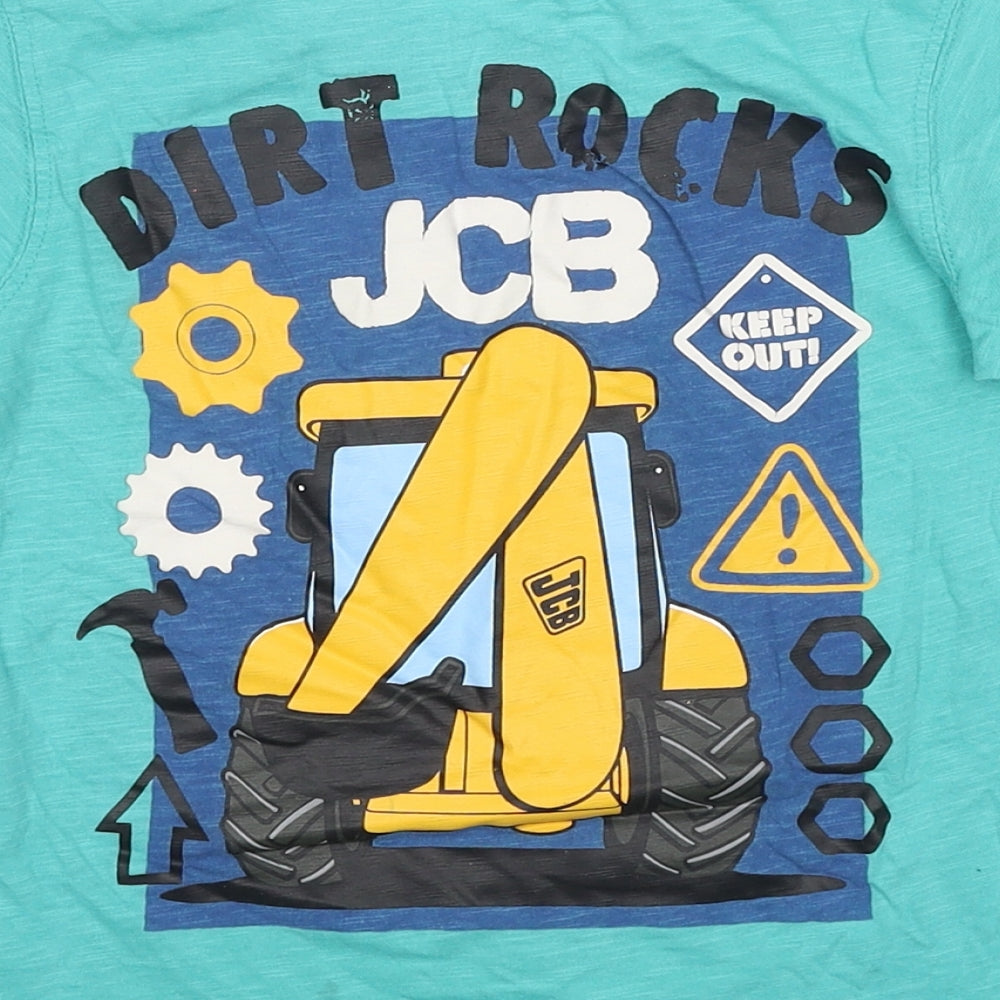 George Boys Blue Cotton Basic T-Shirt Size 4-5 Years Round Neck Pullover - Dirt Rocks JCB DIgger