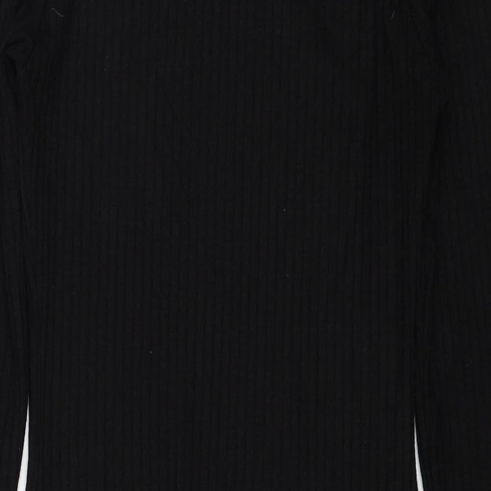 River Island Womens Black Polyester Jumper Dress Size 8 Round Neck Pullover - Ribbed