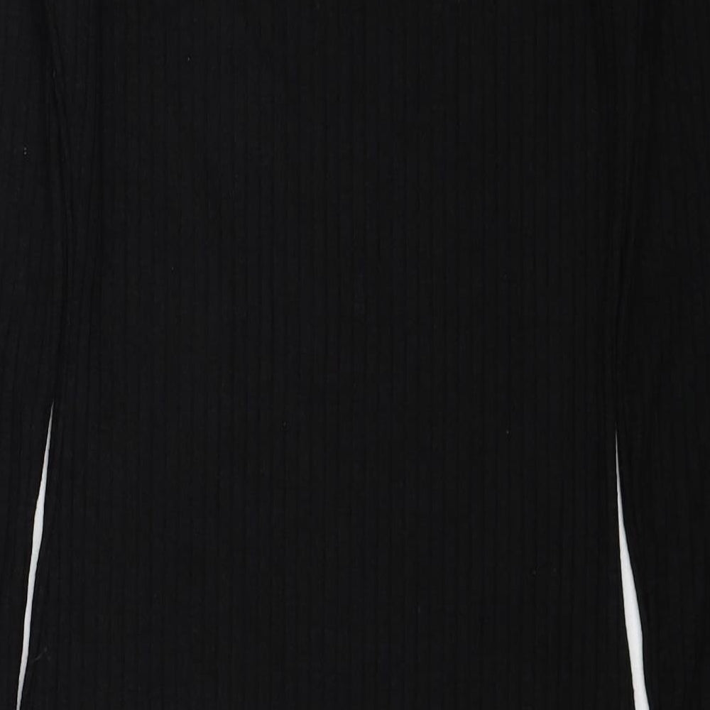 River Island Womens Black Polyester Jumper Dress Size 8 Round Neck Pullover - Ribbed