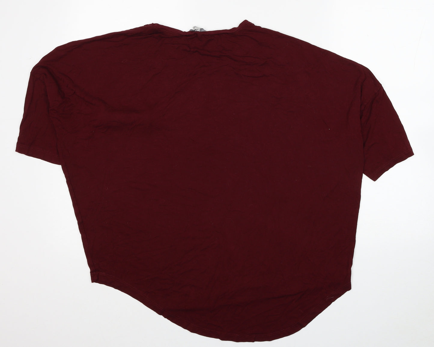 Peacocks Womens Red Viscose Basic T-Shirt Size 18 Scoop Neck - Asymmetric