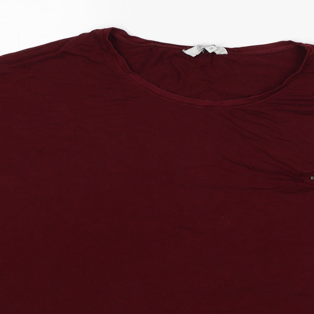 Peacocks Womens Red Viscose Basic T-Shirt Size 18 Scoop Neck - Asymmetric