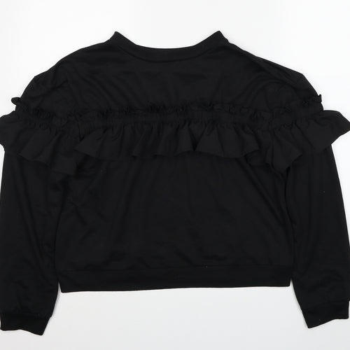 SheIn Womens Black Polyester Pullover Sweatshirt Size L Pullover