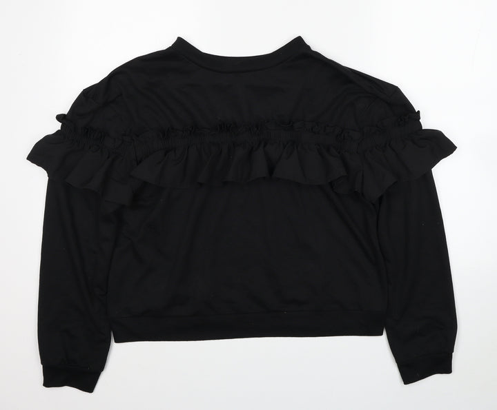 SheIn Womens Black Polyester Pullover Sweatshirt Size L Pullover