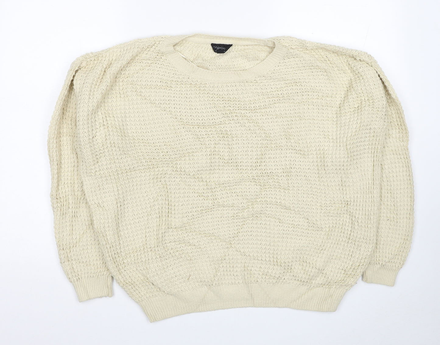 Topshop Womens Ivory Boat Neck Acrylic Pullover Jumper Size 10